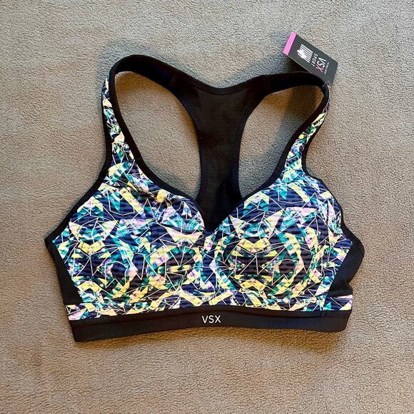NWT Victoria's Secret Sport Bra 34C VSX Multicolor Padded - Picture 1 of 8